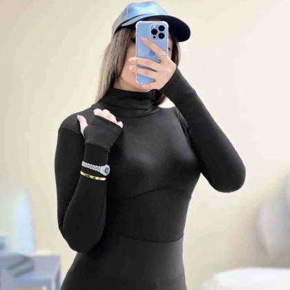 بادی یقه اسکی پایین سینه نواردوزی زنانه مدل ولنتینو
