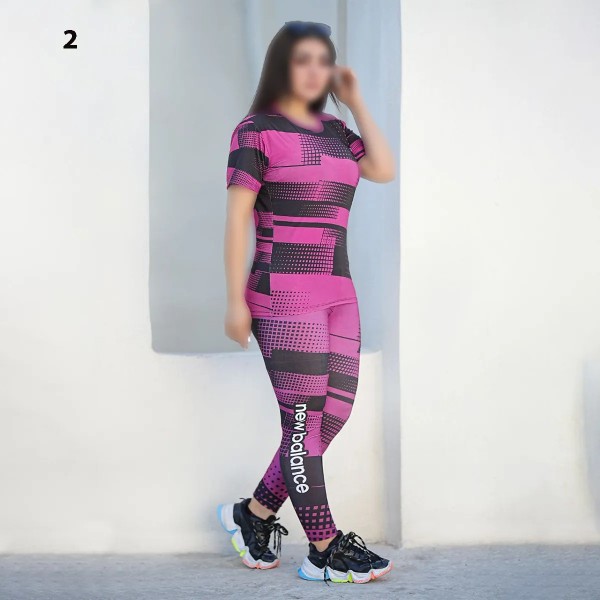 ست تیشرت شلوار سایز بزرگ ورزشی زنانه راین اسپرت 3988