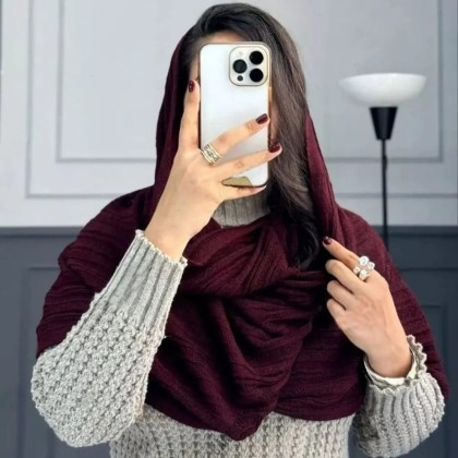 شال بافت پلیسه چری زنانه سایمو 50135