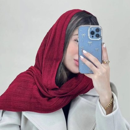 شال بافت پلیسه چری زنانه سایمو 50135