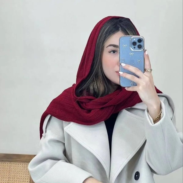 شال بافت پلیسه چری زنانه سایمو 50135