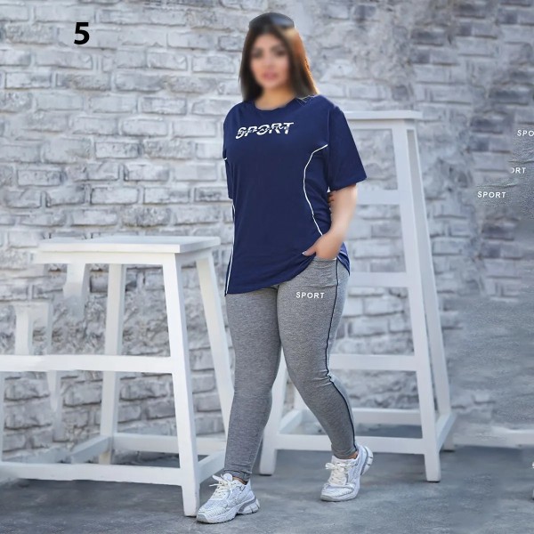 ست تیشرت شلوار ورزشی سایز بزرگ زنانه 3978