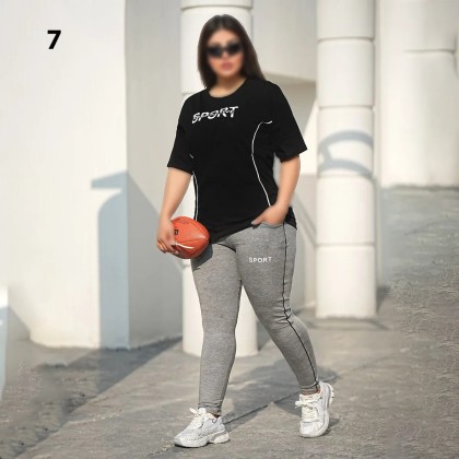 ست تیشرت شلوار ورزشی سایز بزرگ زنانه 3978