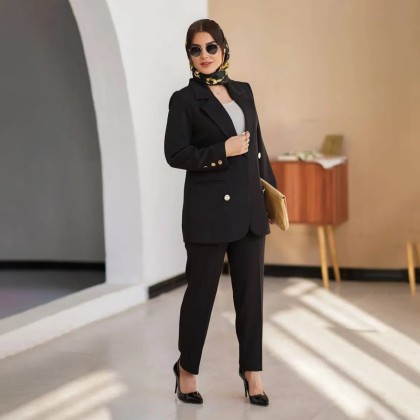 کت و شلوار ۴ دگمه زنجیری زنانه 1423