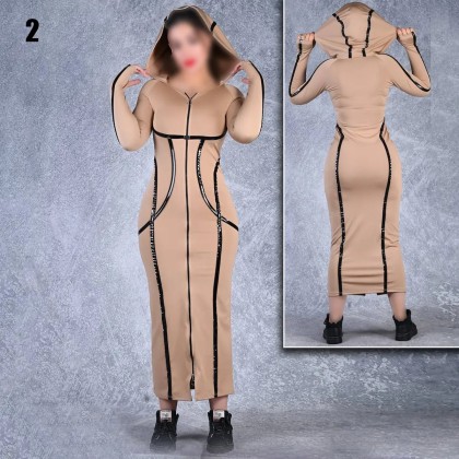 پیراهن مانتویی نواری فینگر دار زنانه 66865