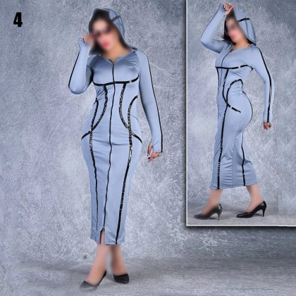 پیراهن مانتویی نواری فینگر دار زنانه 66865