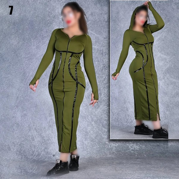 پیراهن مانتویی نواری فینگر دار زنانه 66865