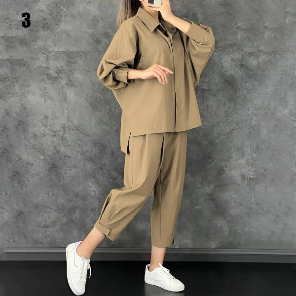 ست شومیز و شلوار لنین زنانه 7017