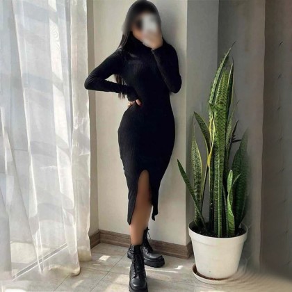 پیراهن یقه اسکی جلو چاکدار زنانه 1402