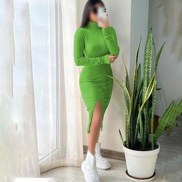 پیراهن یقه اسکی جلو چاکدار زنانه 1402