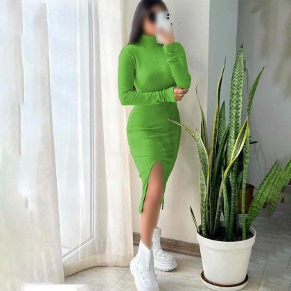پیراهن یقه اسکی جلو چاکدار زنانه 1402