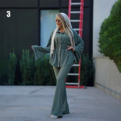 بلوز شلوار کمر کش زنانه تتیس 40400