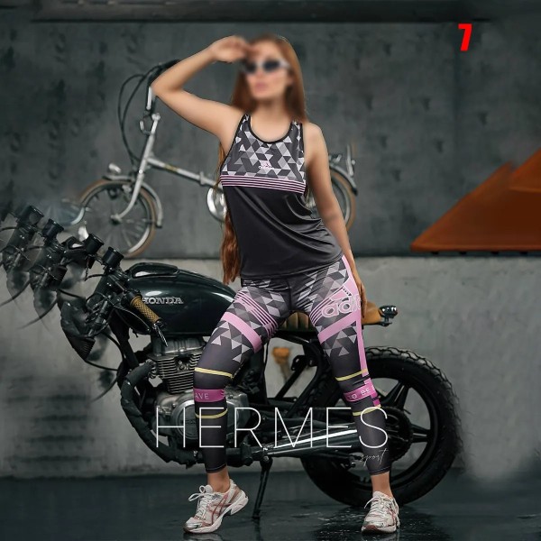 ست تاپ و لگ طرح دار زنانه هرمس 2570