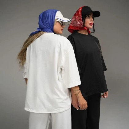 ست تیشرت و شلوار بگ زنانه 40428