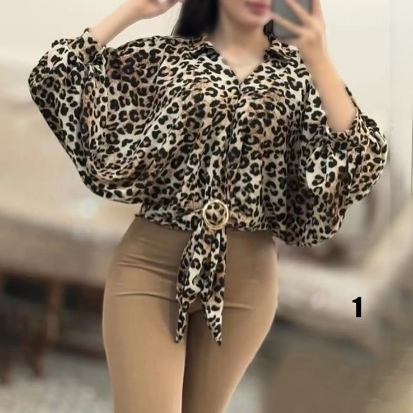 شومیز پلنگی سه بعدی زنانه R060
