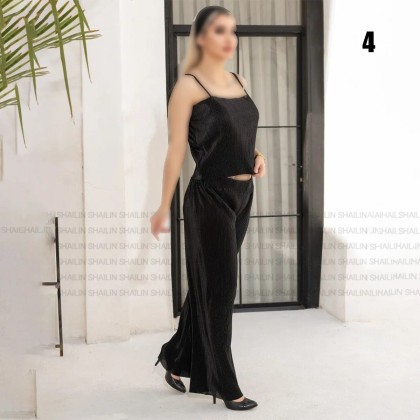 تاپ و شلوار دمپا گشاد پلیله زنانه مدل شایلین