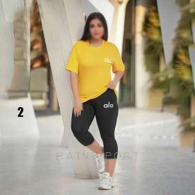 ست تیشرت شلوارک  alo سایز بزرگ زنانه 4031 2