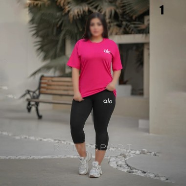 ست تیشرت شلوارک  alo سایز بزرگ زنانه 4031