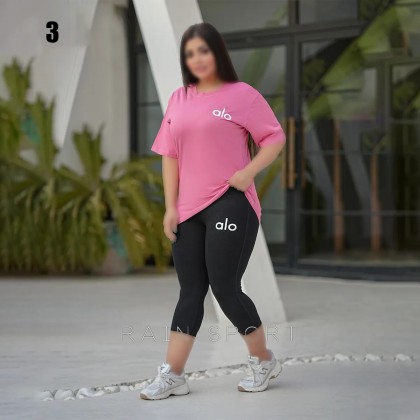 ست تیشرت شلوارک  alo سایز بزرگ زنانه 4031