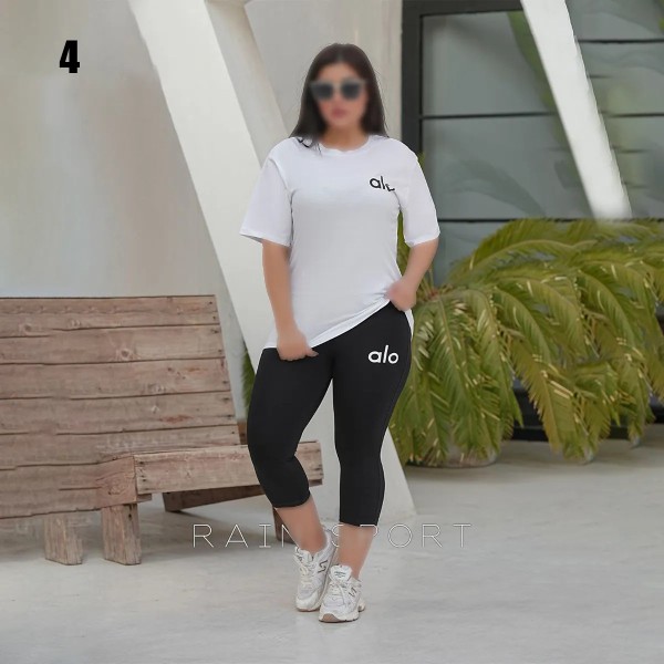ست تیشرت شلوارک  alo سایز بزرگ زنانه 4031