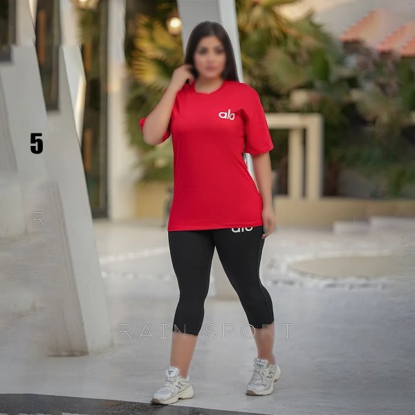 ست تیشرت شلوارک  alo سایز بزرگ زنانه 4031