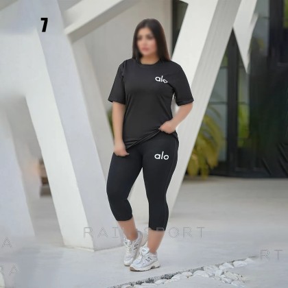 ست تیشرت شلوارک  alo سایز بزرگ زنانه 4031