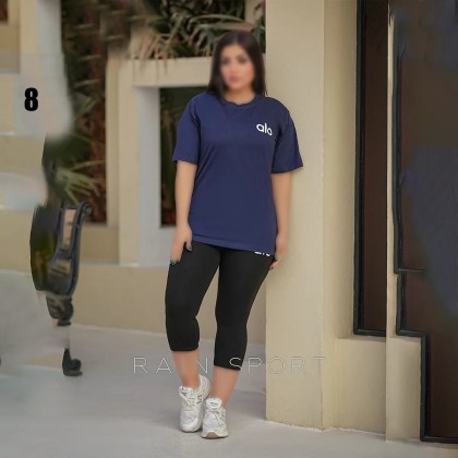 ست تیشرت شلوارک  alo سایز بزرگ زنانه 4031