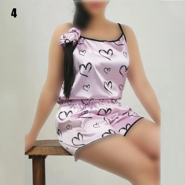 لباس خواب سه تیکه تاپ شورتک اسکرانچی زنانه 2001