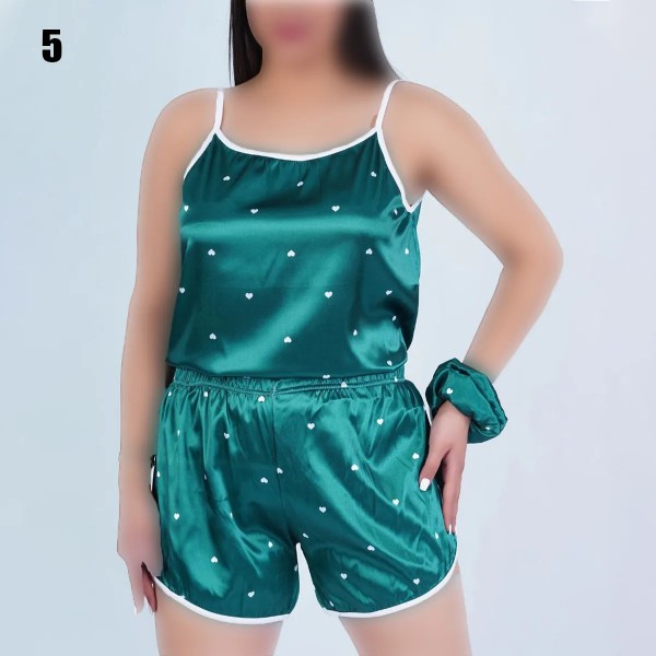 لباس خواب سه تیکه تاپ شورتک اسکرانچی زنانه 200111