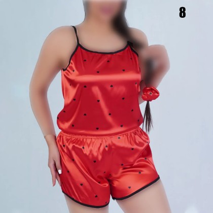 لباس خواب سه تیکه تاپ شورتک اسکرانچی زنانه 200111