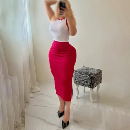ست کراپ دامن چاکدار زنانه مدل ولنتینو