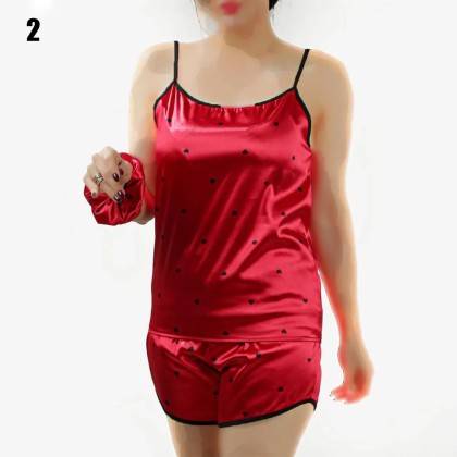 لباس خواب سه تیکه تاپ شورتک اسکرانچی زنانه 1001