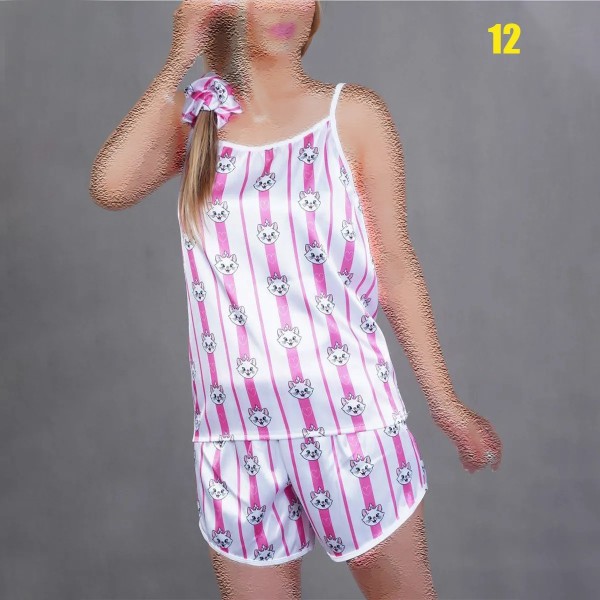 لباس خواب سه تیکه تاپ شورتک اسکرانچی زنانه 10011