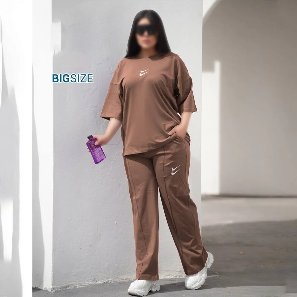 ست تیشرت شلوار زنانه سایز بزرگ 10051