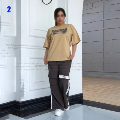 تیشرت شلوار کارگو زنانه 90653