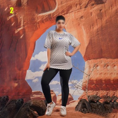 تیشرت شلوار با هدبند ورزشی زنانه سایزبزرگ 741P 2