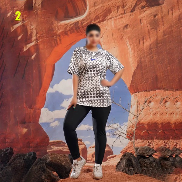 تیشرت شلوار با هدبند ورزشی زنانه سایزبزرگ 741P