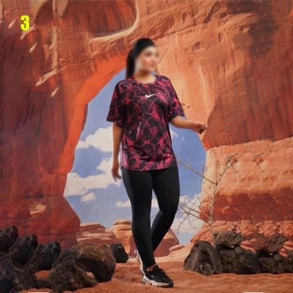تیشرت شلوار با هدبند ورزشی زنانه سایزبزرگ 741P