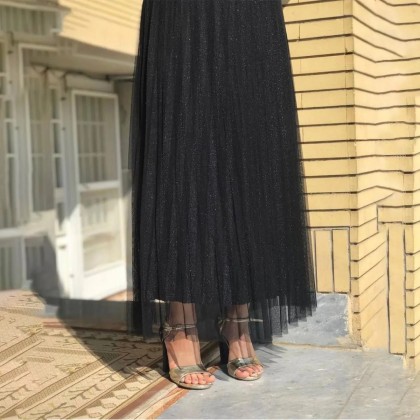 دامن پلیسه تور لمه زنانه 40495