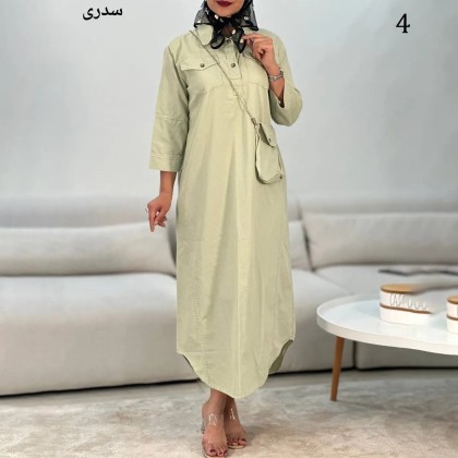 پیراهن و کیف کتان کاغذی زنانه 01223