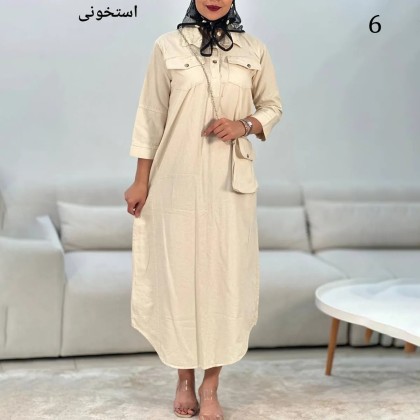 پیراهن و کیف کتان کاغذی زنانه 01223