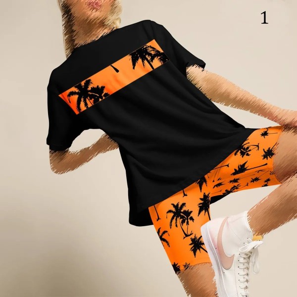 ست بلوز شلوارک Palm tree زنانه 2596