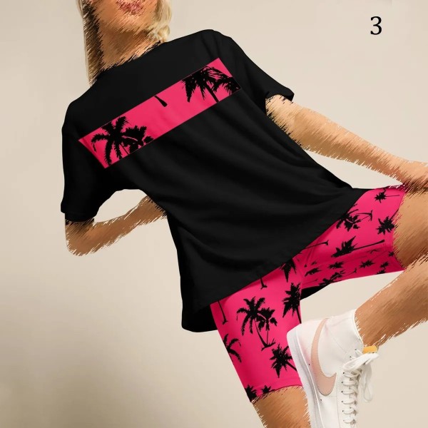 ست بلوز شلوارک Palm tree زنانه 2596