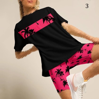 ست بلوز شلوارک Palm tree زنانه 2596