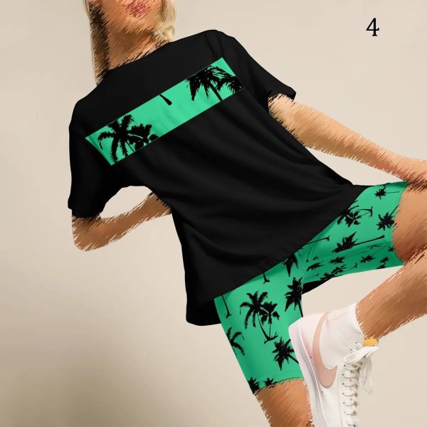 ست بلوز شلوارک Palm tree زنانه 2596