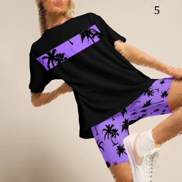 ست بلوز شلوارک Palm tree زنانه 2596