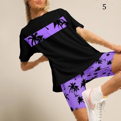 ست بلوز شلوارک Palm tree زنانه 2596