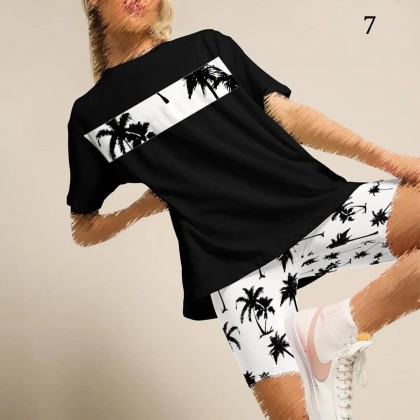 ست بلوز شلوارک Palm tree زنانه 2596