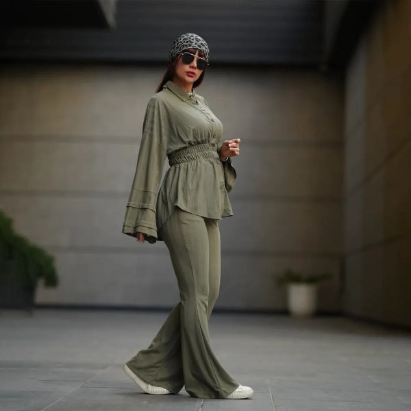 بلوز  شلوار کمر کش زنانه 40457