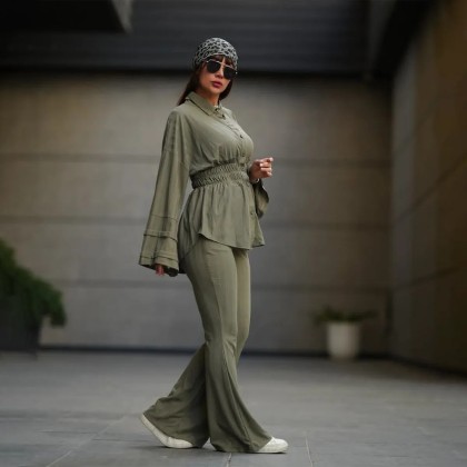 بلوز  شلوار کمر کش زنانه 40457